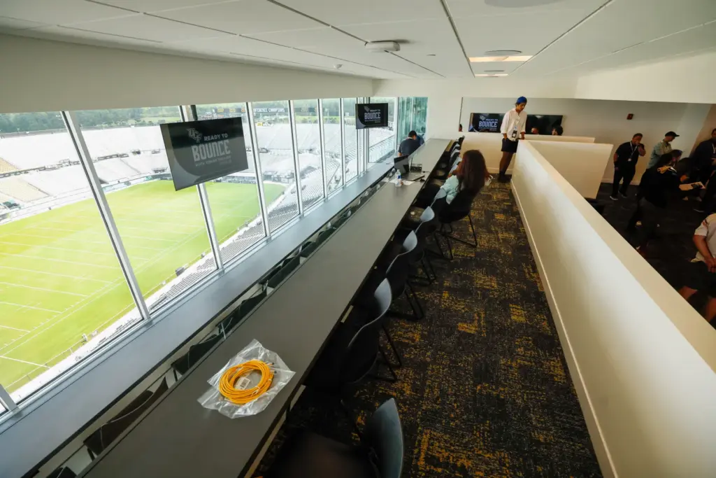 The new press box at the Roth Tower at Acrisure...