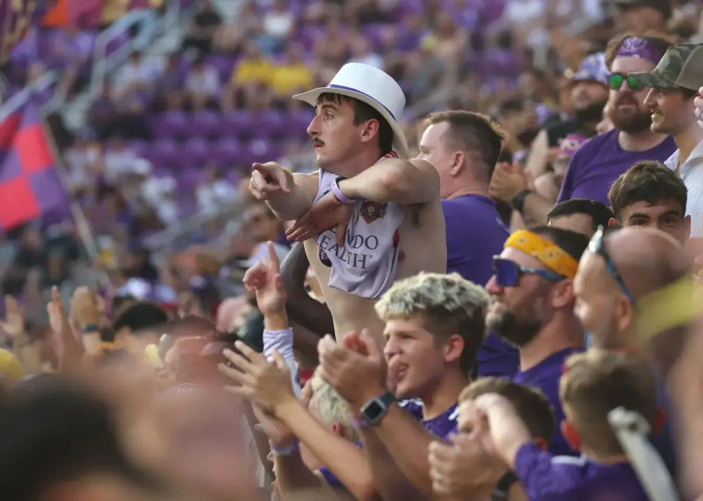 Orlando fans cheer during the FC Cincinnati at Orlando City...