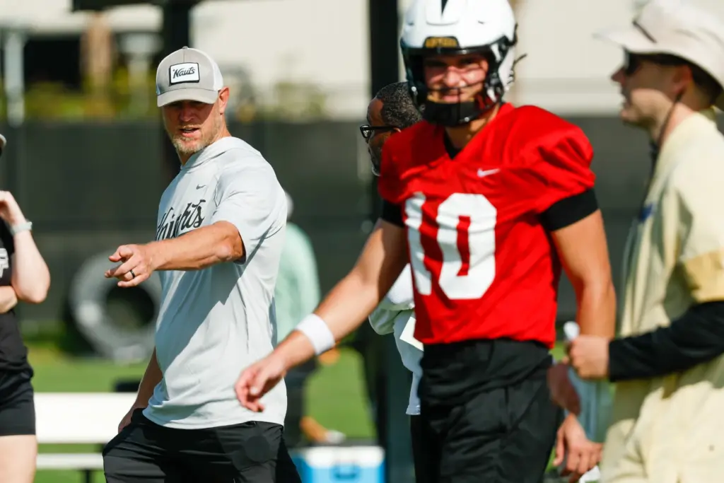 UCF Knights Head Coach Scott Frost oversees drills on the...