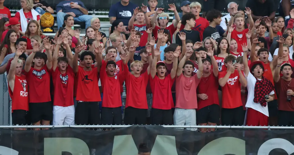 Lake Brantley students cheer during the Lake Brantley High School...
