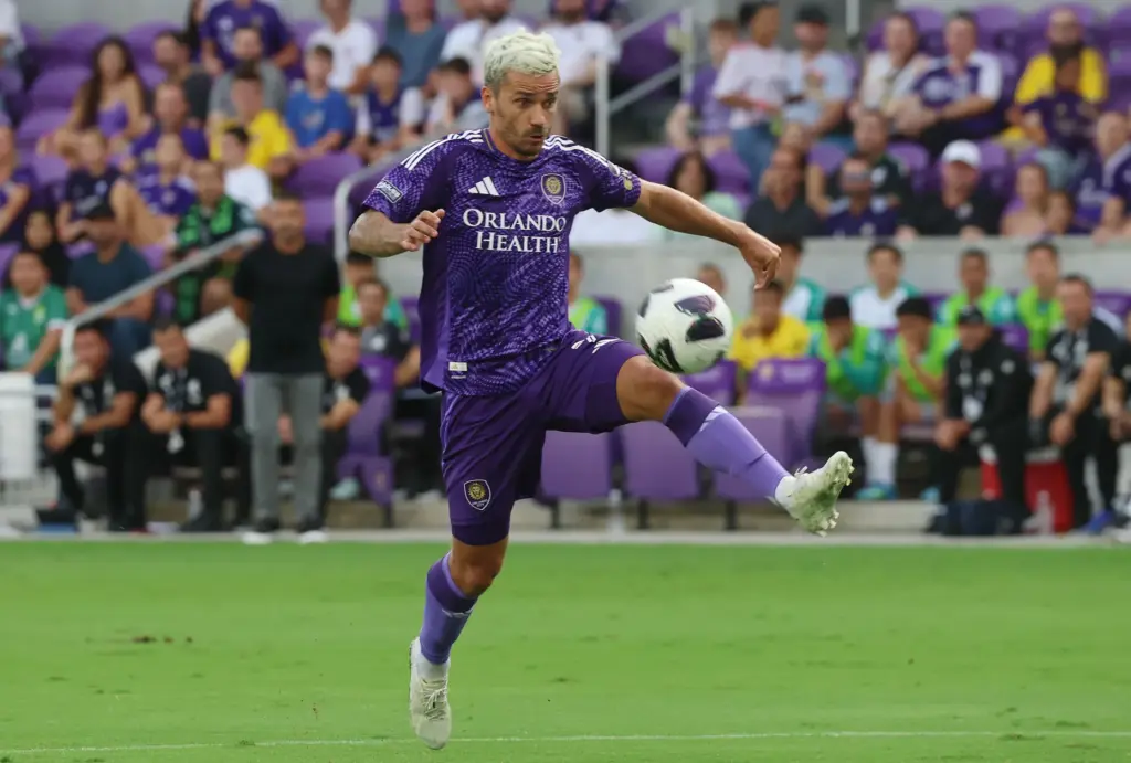 Orlando player Antoine Griezmann controls the ball during the Club...