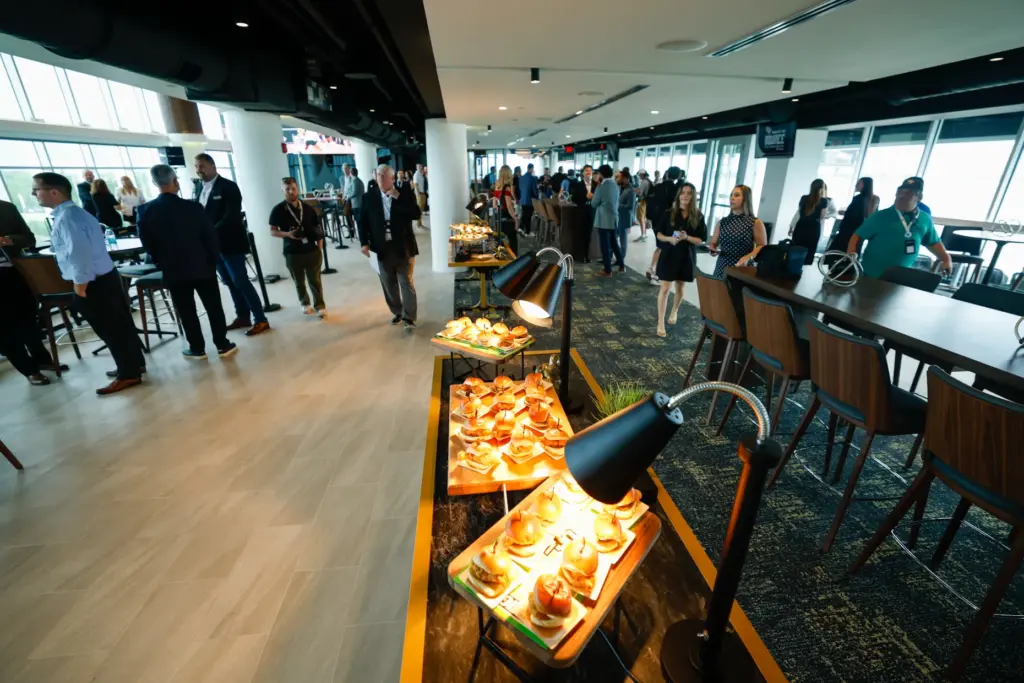 The indoor lounge at the Roth Tower at Acrisure Bounce...