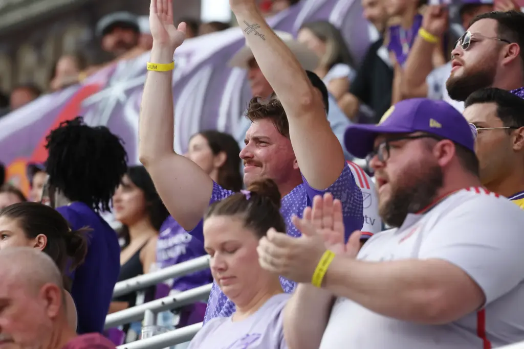 Orlando fans cheer during the Club Leon at Orlando City...