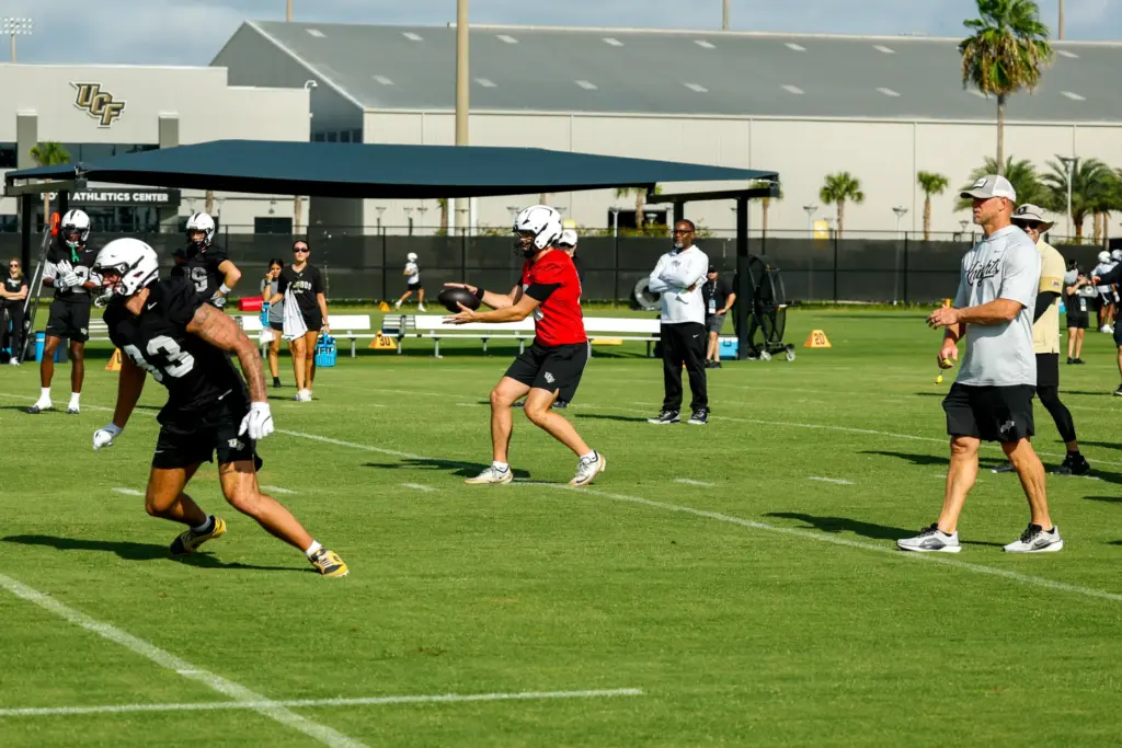 UCF Knights Head Coach Scott Frost oversees drills on the...
