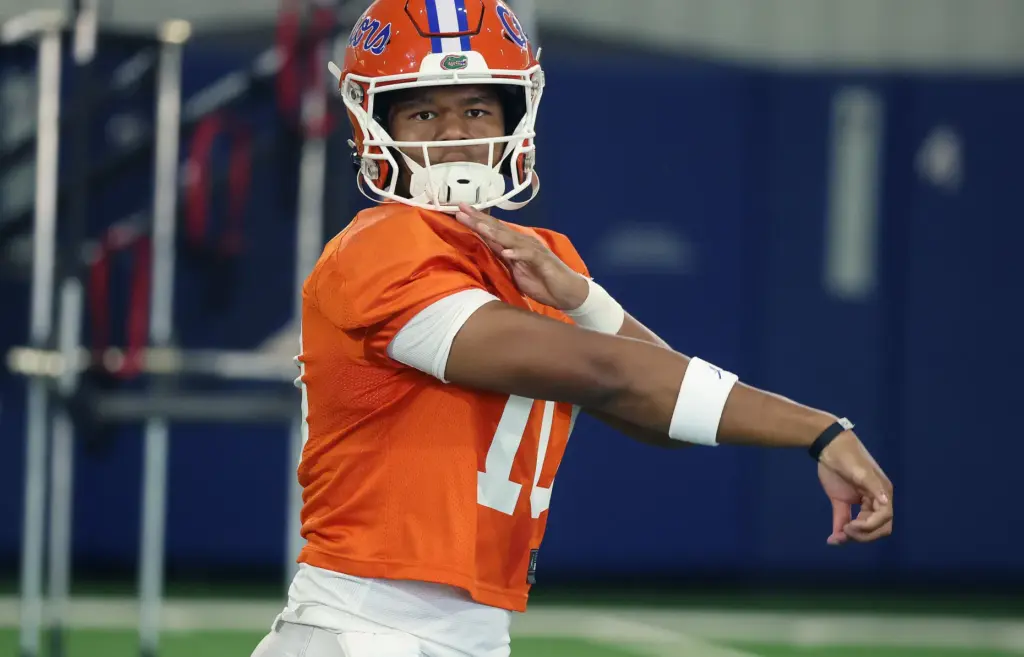 University of Florida quarterback Aaron Williams throws during the Gators...