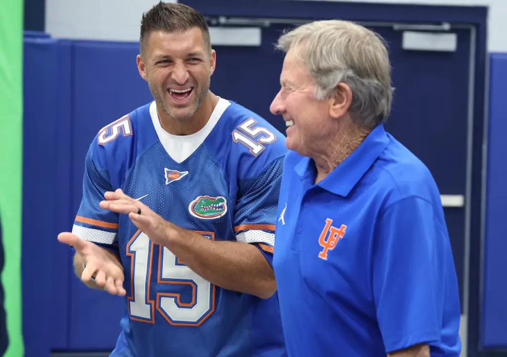 Former University of Florida Heisman Trophy winning quarterbacks Tim Tebow...