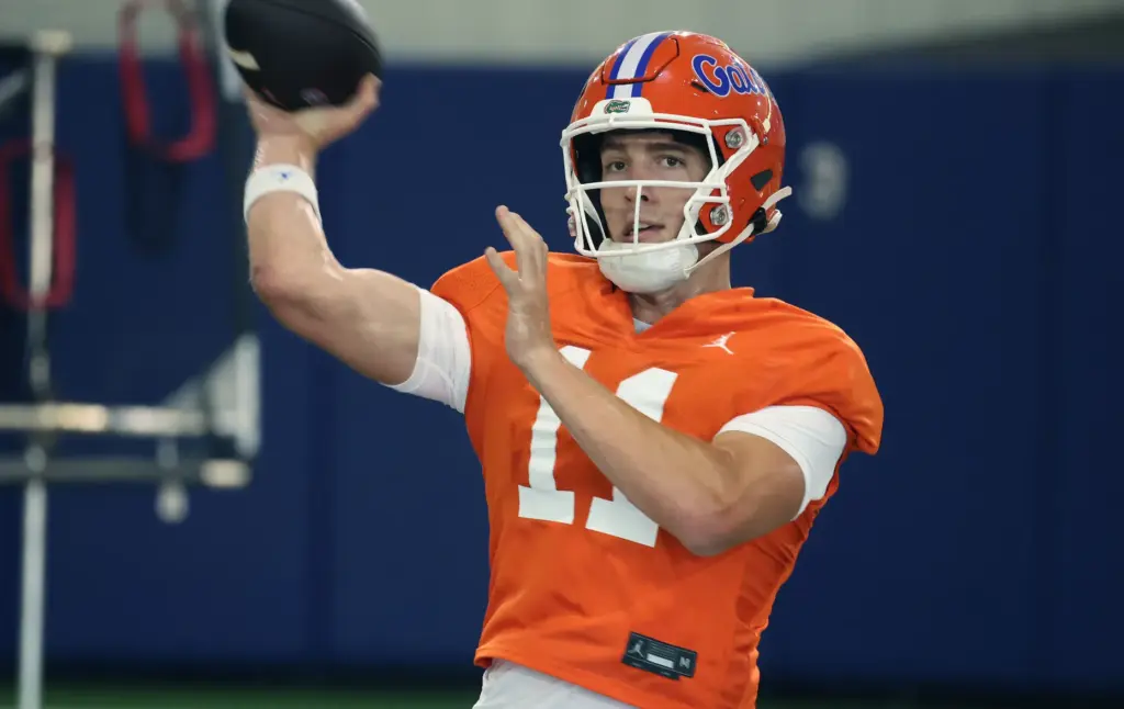 University of Florida quarterback Will Griffin throws during the Gators...
