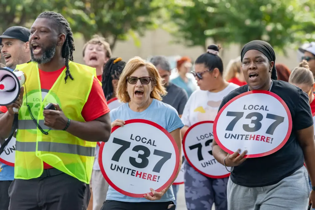 Hundreds of Local 737 Union members and allies, including Patina...