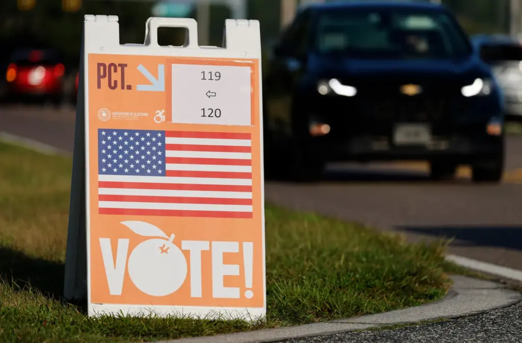 Precinct 119 & 120 sign outside the Quay Church in...