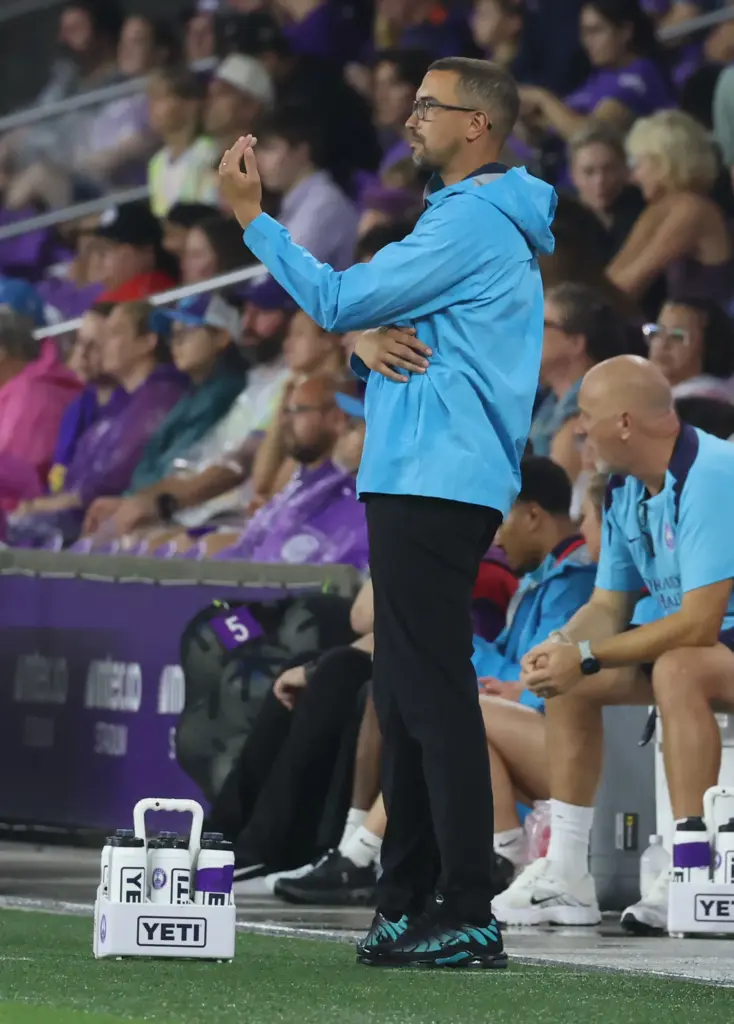 Orlando coach Seb Hines coaches during the Utah Royals at...
