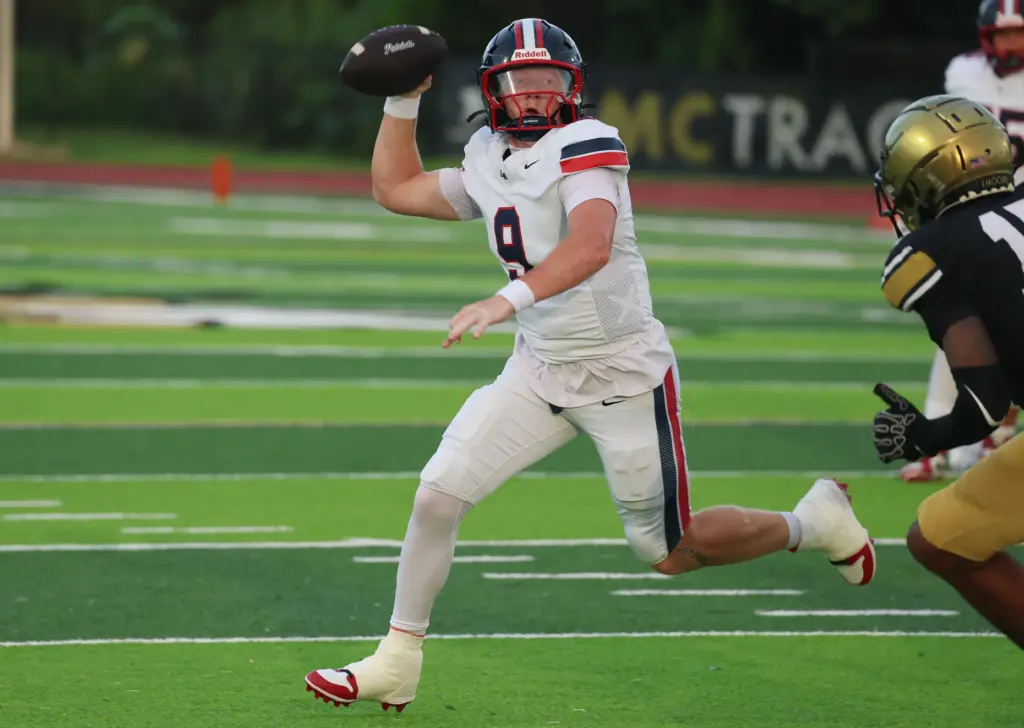 Lake Brantley quarterback Jackson Stecher throws during the Lake Brantley...