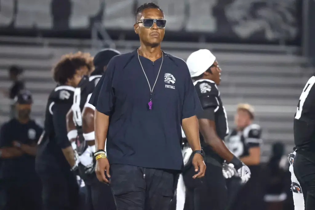 Lake Nona head coach David Aubrey is pictured during the...