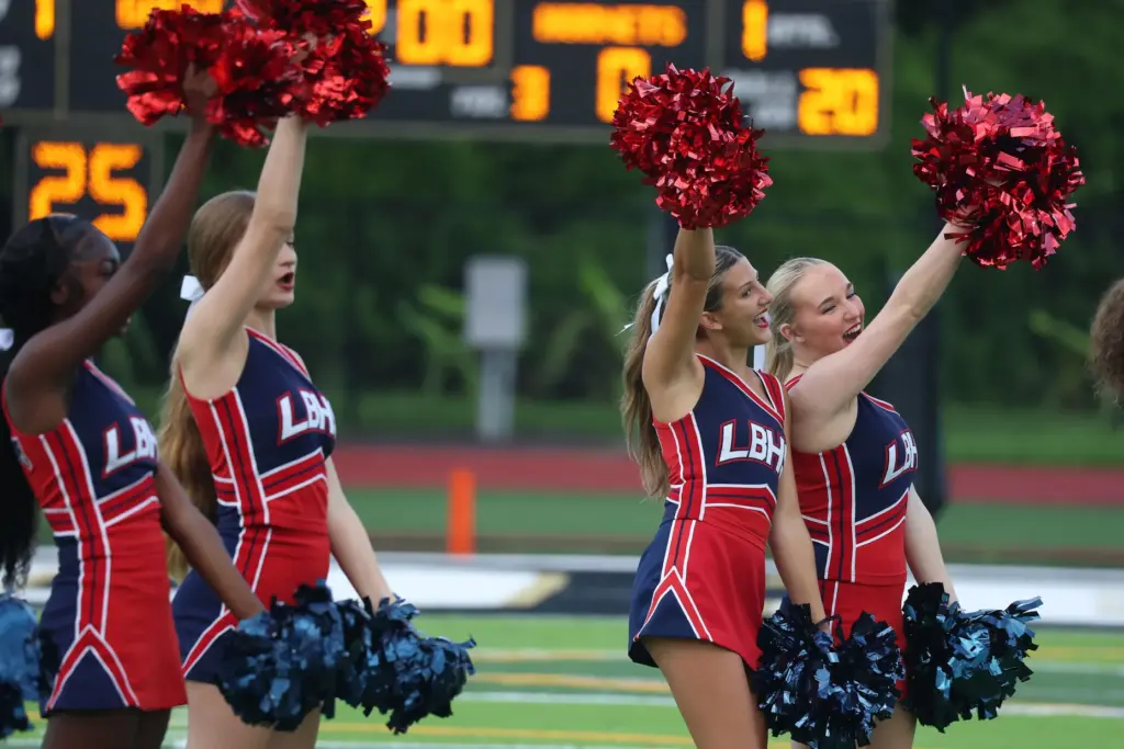 Lake Brantley cheerleaders cheer during the Lake Brantley High School...