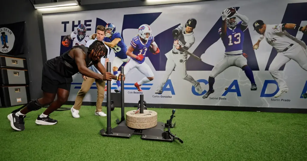Former FSU linebacker Ethan Pritchard works out with physical therapist...