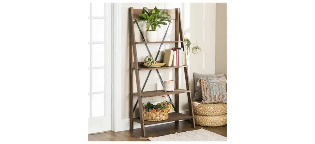 Laurel Foundry Modern Farmhouse Four-Tier Solid Wood Ladder Bookshelf