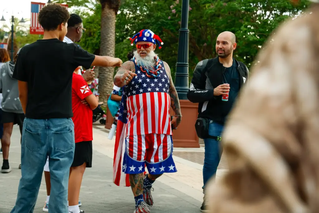 Red, Hot and Boom attendees wander through Cranes Roost Park...
