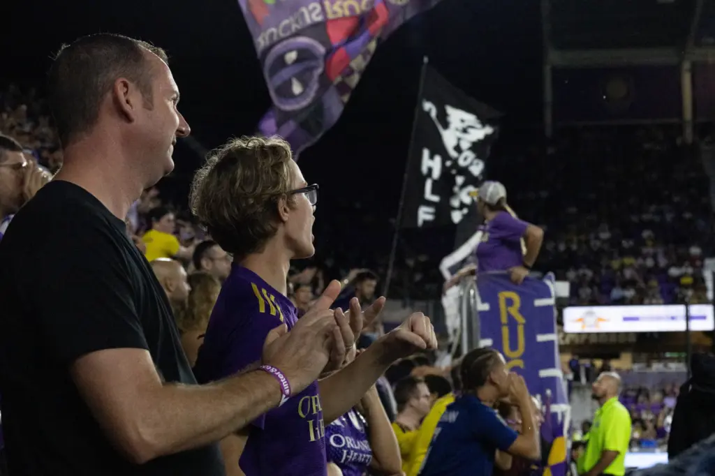 Orlando City fans cheer during the C.F. Monterrey at Orlando...