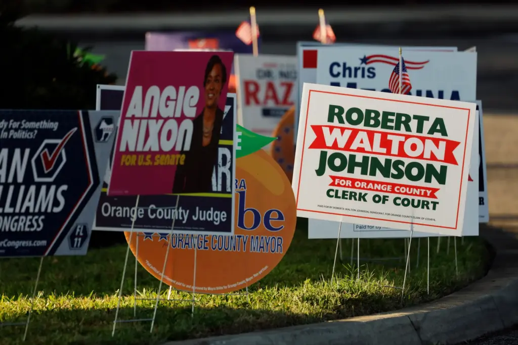 Candidate signs outside Precincts 119 & 120 at the Quay...