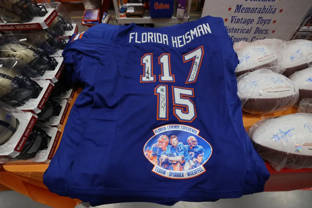 An autographed jersey is displayed during the Florida Legends Experience...