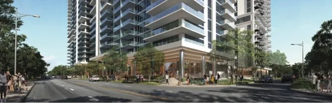 Rendering of a proposed Live Local project on the site...