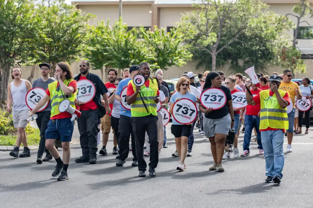 Hundreds of Local 737 Union members and allies, including Patina...