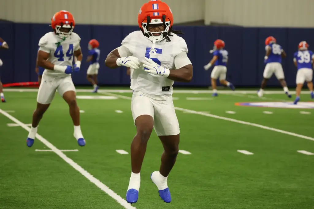 University of Florida linebacker Myles Graham leaps during the Gators...
