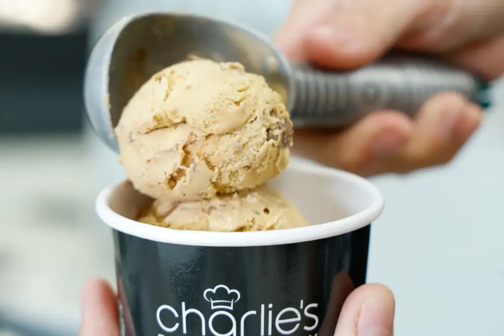 Gator Tail, salted caramel ice cream loaded with praline pecans...