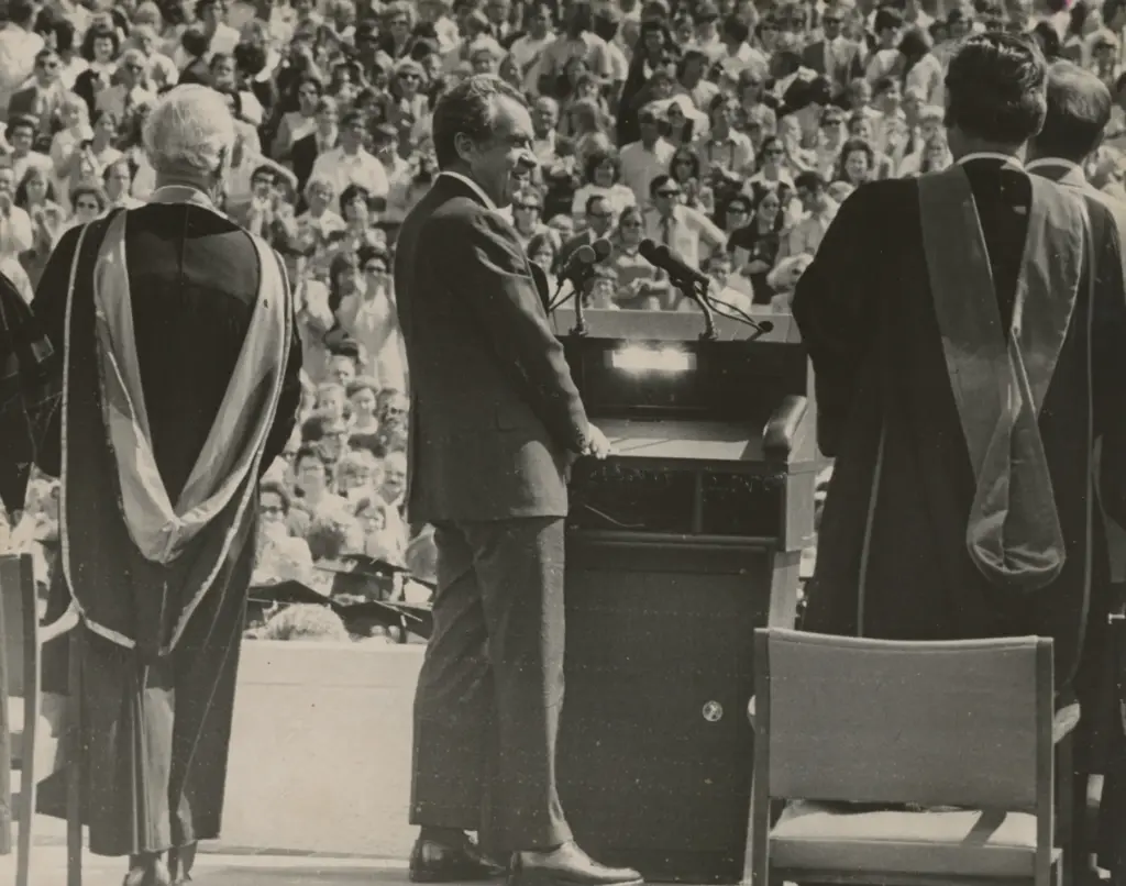 President Richard Nixon gives the commencement address at Florida Technological...
