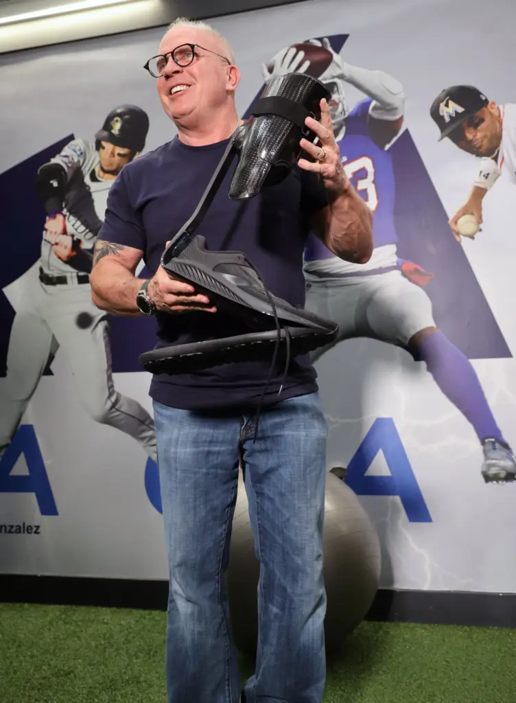 Prosthetist Stan Patterson, founder of Prosthetic & Orthotic Associates, shows...