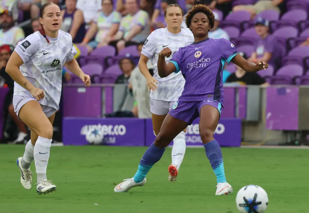 Orlando player Simone Jackson (right) moves the ball during the...