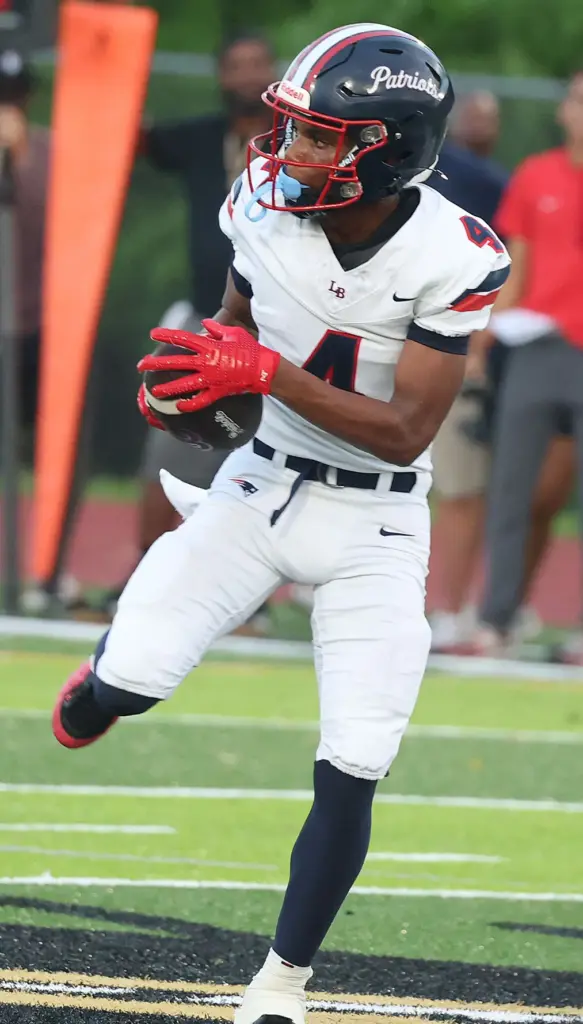 Lake Brantley player Ezekiel French catches a pass during the...