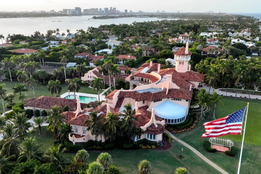 FILE – An aerial view of President Donald Trump’s Mar-a-Lago...