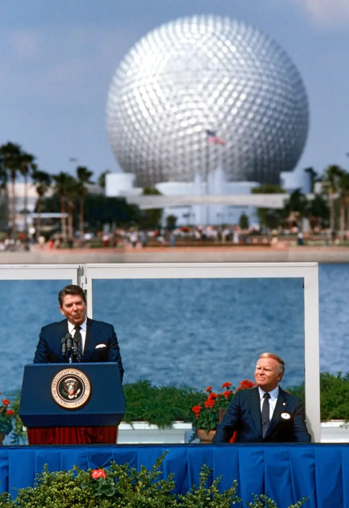 President Ronald Reagan speaks at EPCOT Center, March 8, 1983....