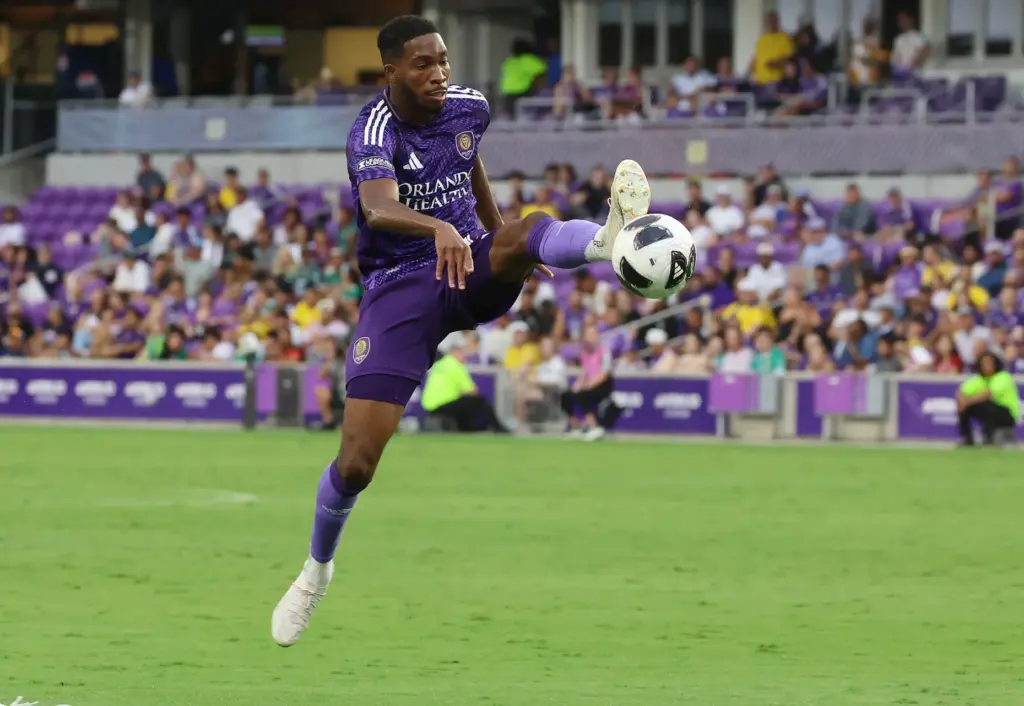 Orlando player Tyrese Spicer leaps to control the ball during...