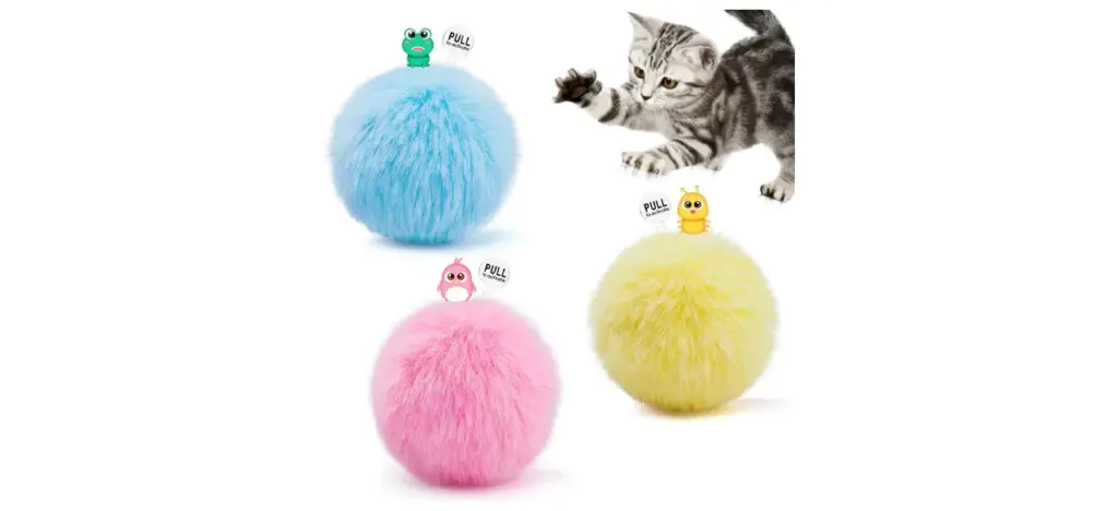 Potaroma 3-Pack Fluffy Plush Cat Ball Toys