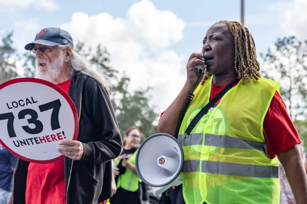 Hundreds of Local 737 Union members and allies, including Patina...