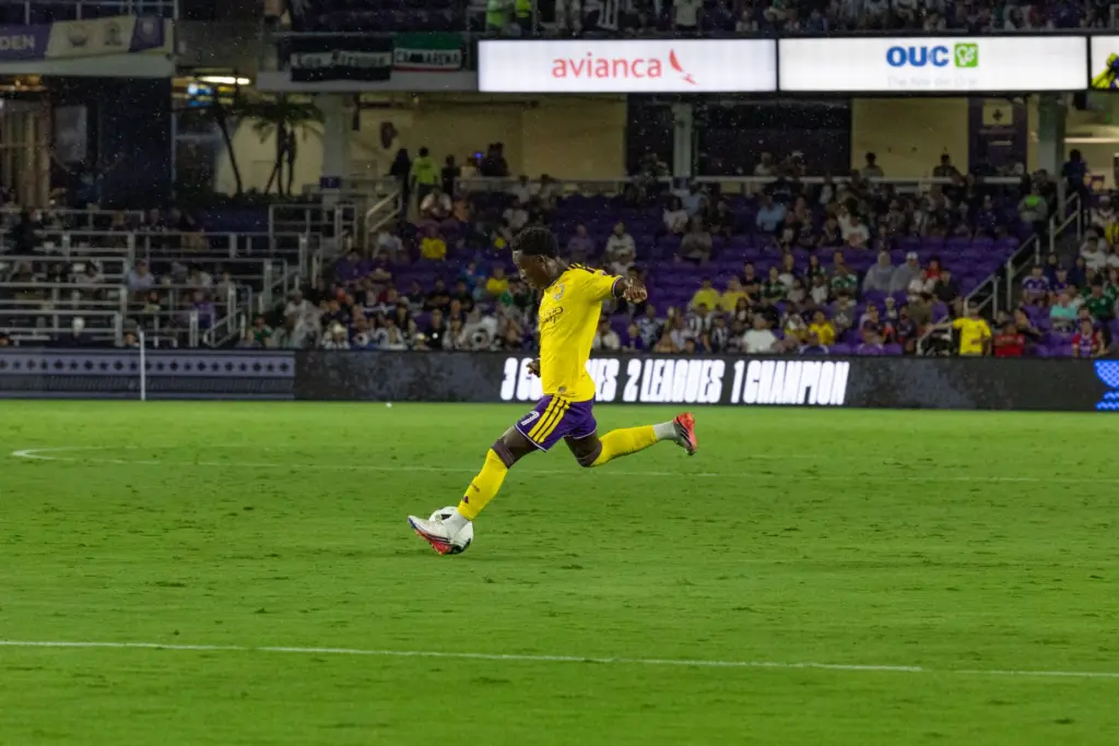 Orlando City player IvÃ¡n Angulo (77) passes the ball during...