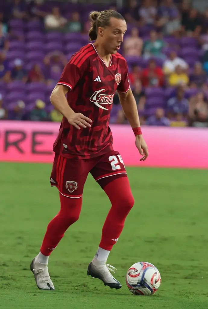 Orlando player Griffin Dorsey controls the ball during the FC...