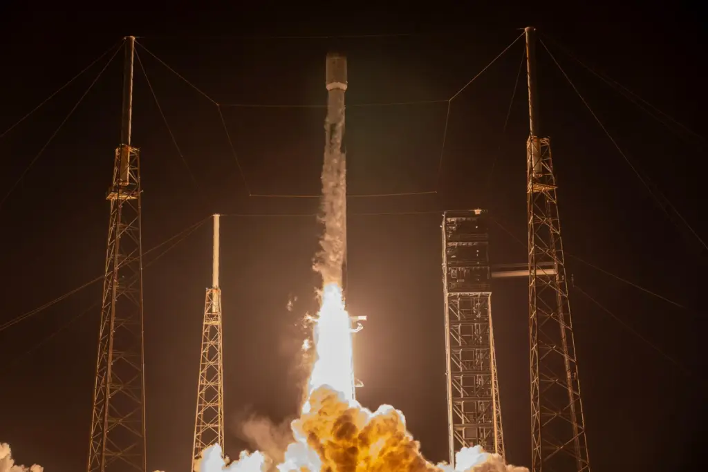 A SpaceX Falcon 9 launches from Cape Canaveral Space Force...