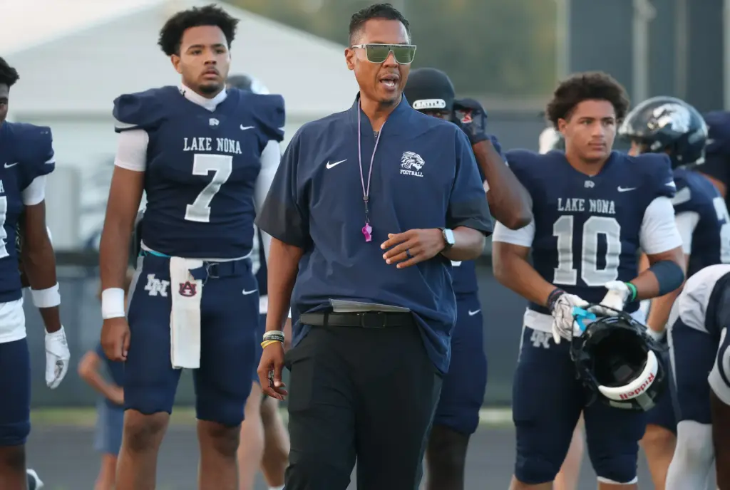 Lake Nona head coach David Aubrey coaches during the St....