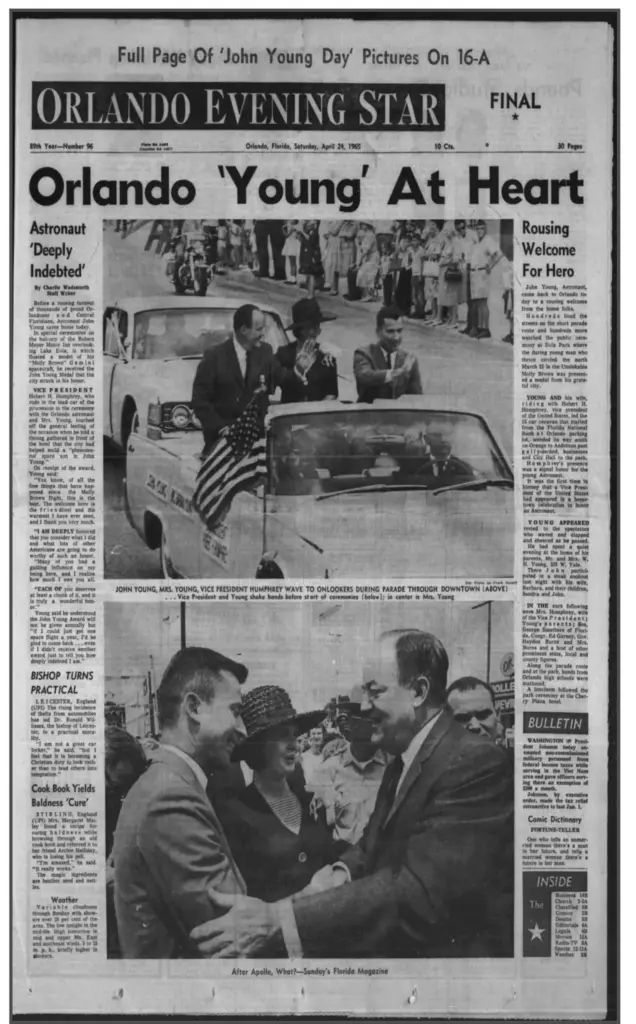 The front page of the Orlando Evening Star from April...