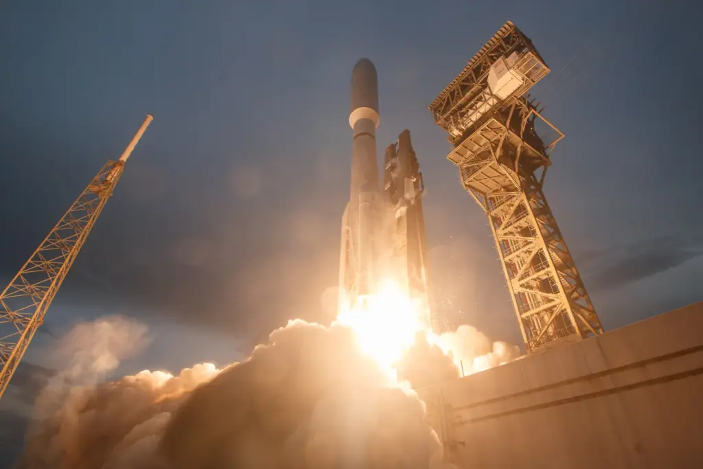 A United Launch Alliance Atlas V rocket on the Amazon...