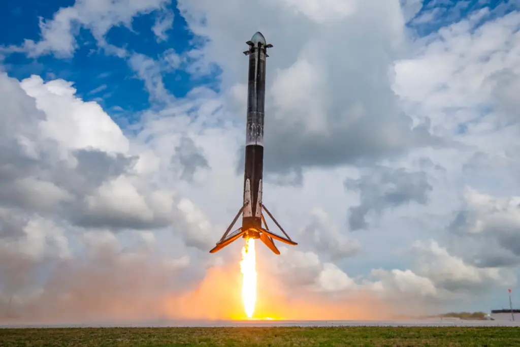 One of the two side boosters from a SpaceX Falcon...