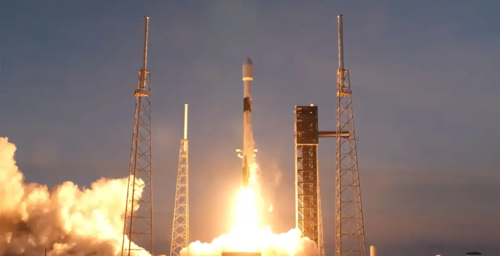 A SpaceX Falcon 9 rocket launches from Cape Canaveral Space...