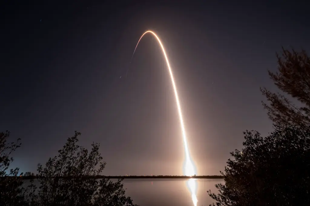 A SpaceX Falcon 9 on the EchoStar XXV mission launches...