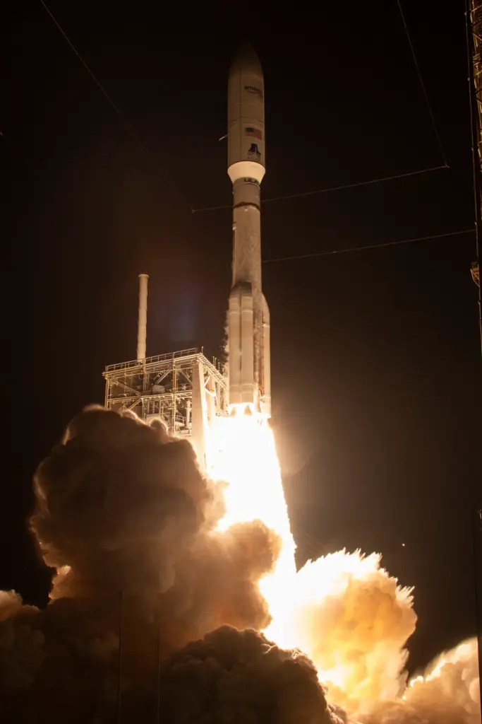 A United Launch Alliance Atlas V rocket on the Amazon...