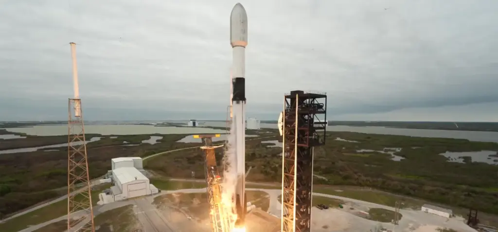 A SpaceX Falcon 9 rocket launches from Cape Canaveral Space...