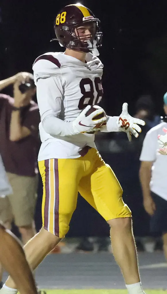 St. Cloud tight end Owen Sullivan (88) celebrates after a...