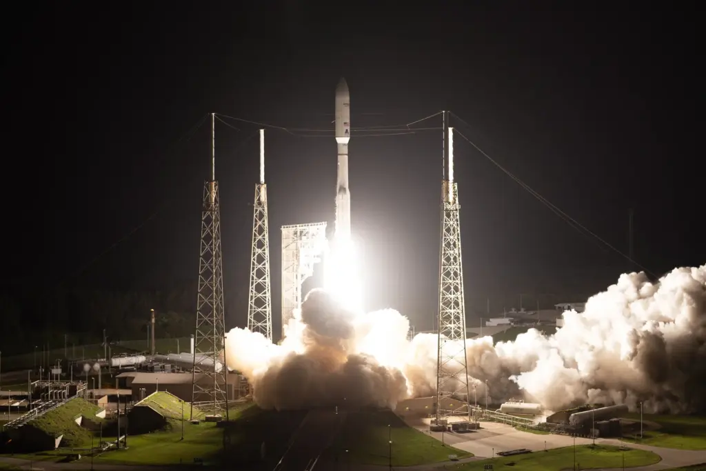 A United Launch Alliance Atlas V rocket on the Amazon...