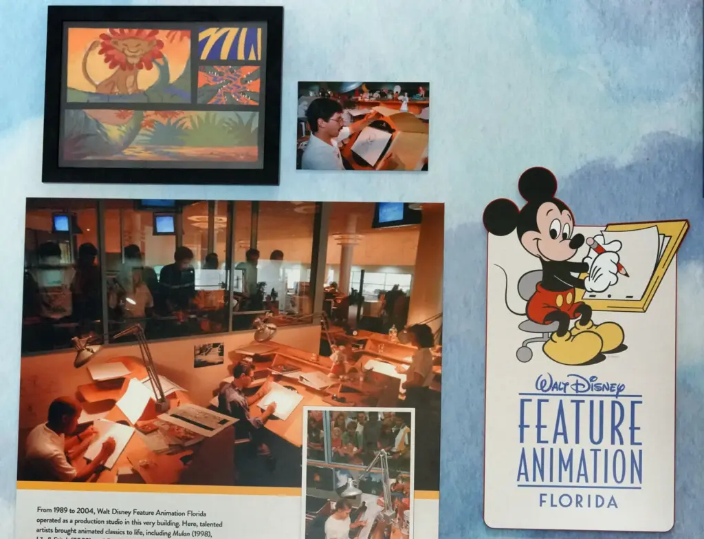 A display honoring the Feature Animation Florida division that operated...